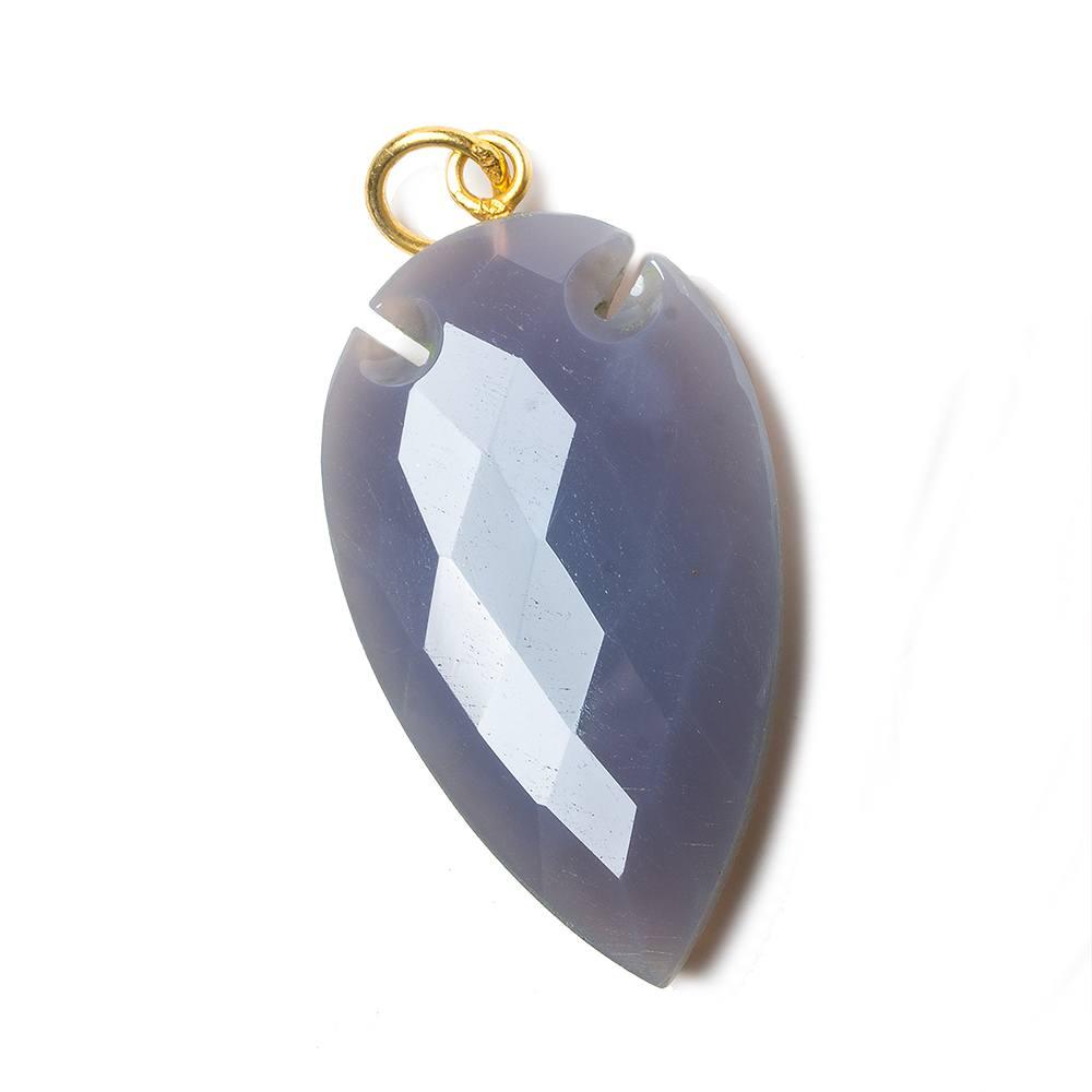 36x20mm Violet Grey Chalcedony Faceted Arrowhead Focal Pendant 1 piece - The Bead Traders