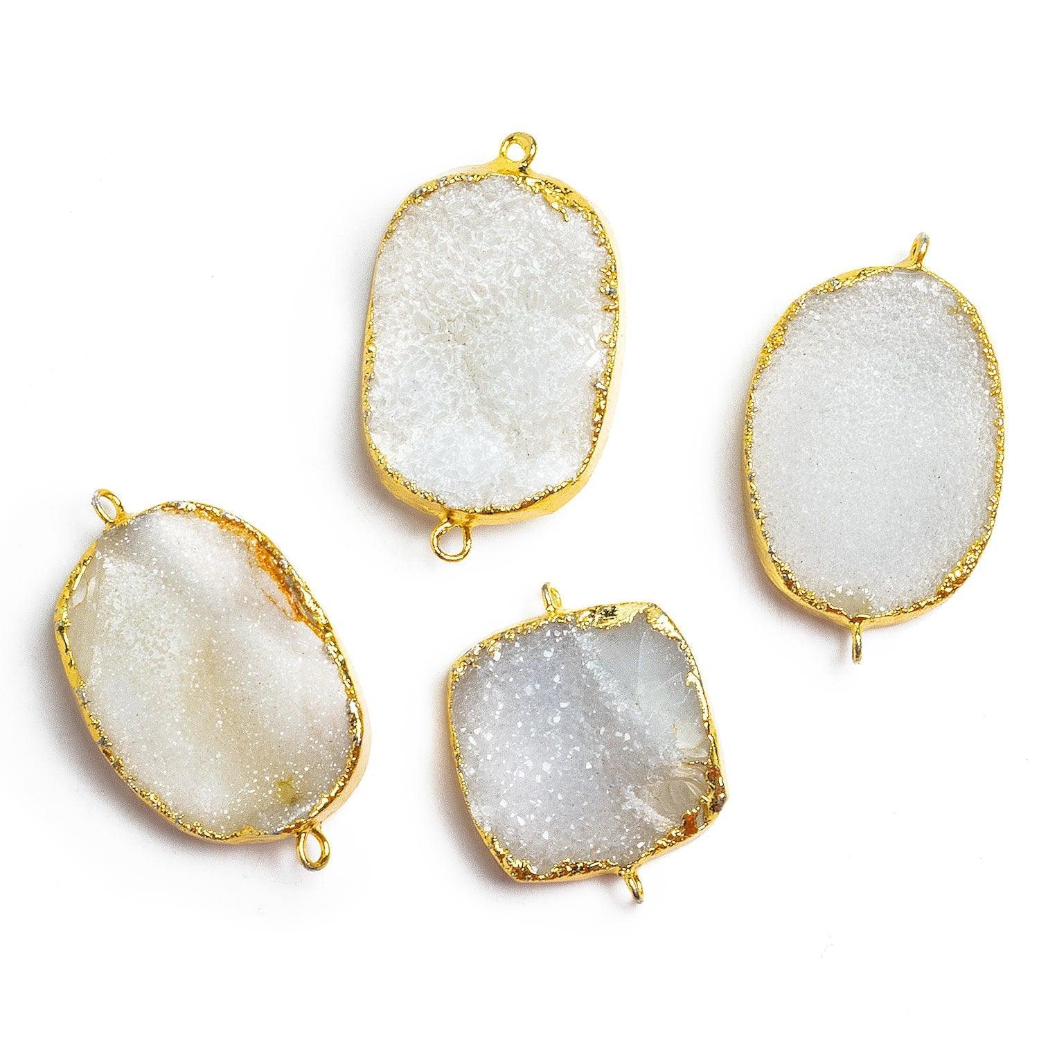 37x24mm Gold Leafed White Drusy Pendants - Lot of 4 - The Bead Traders