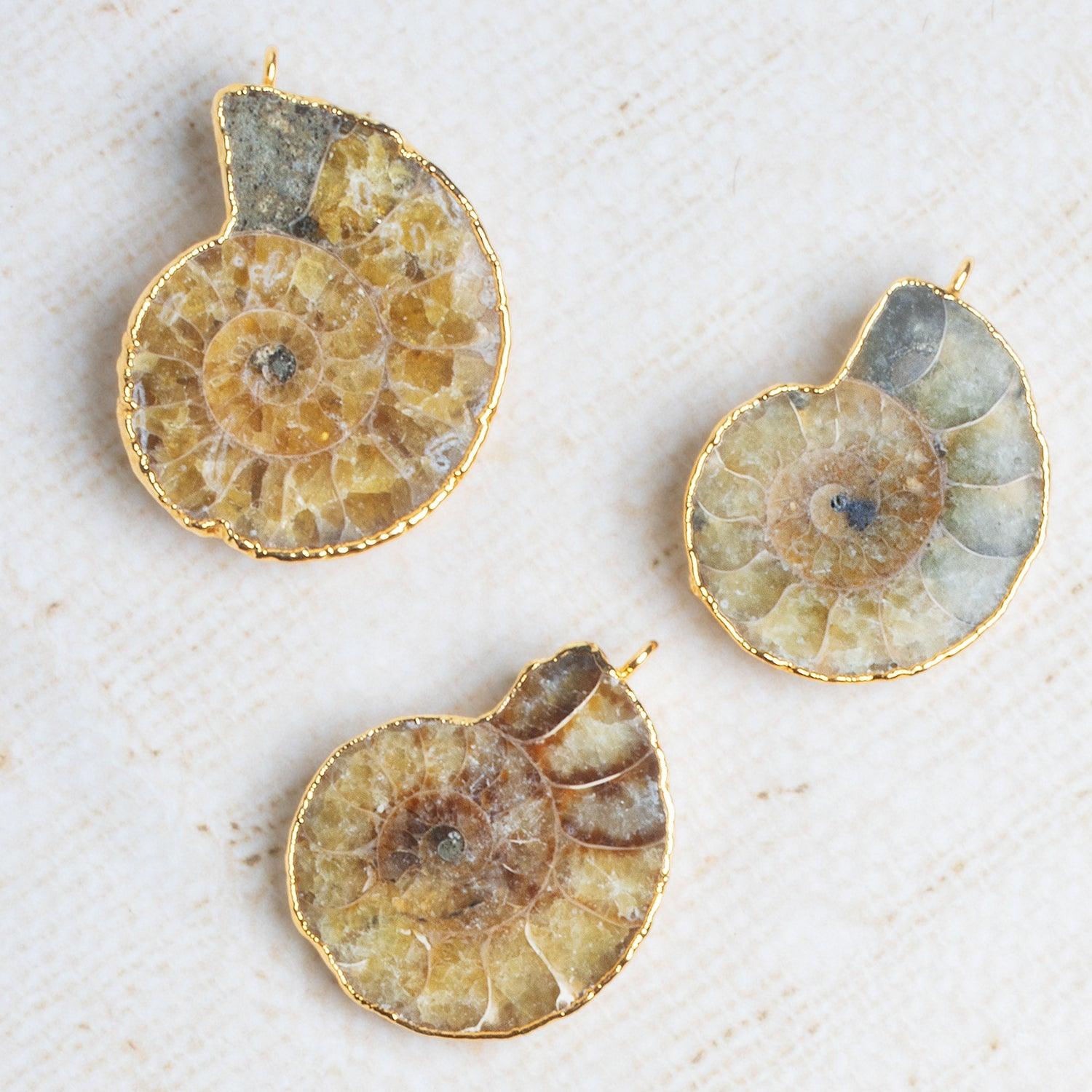 37x30mm Gold Leafed Ammonite Focal 1 Bead - The Bead Traders