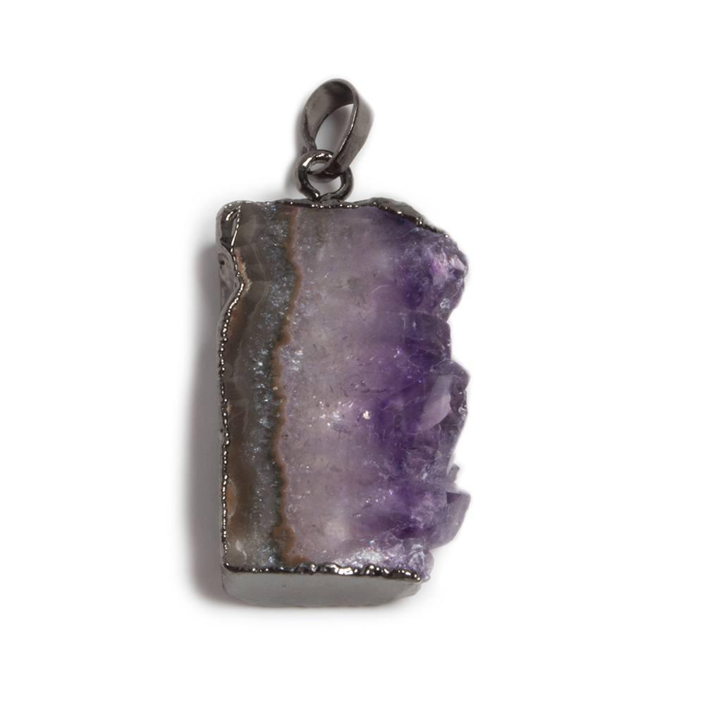38x20mm Black Gold Leafed Amethyst Drusy Slice Pendant focal bead 1 piece - The Bead Traders