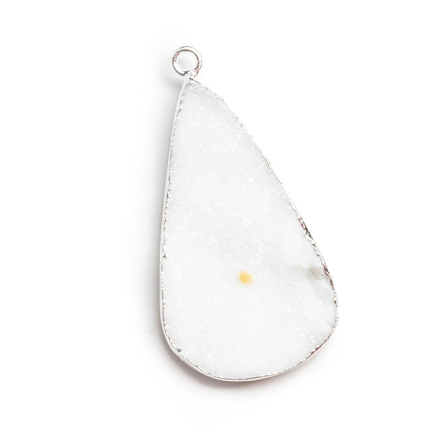 38x20mm Silver Leafed White Drusy Pendant 1 Bead - The Bead Traders