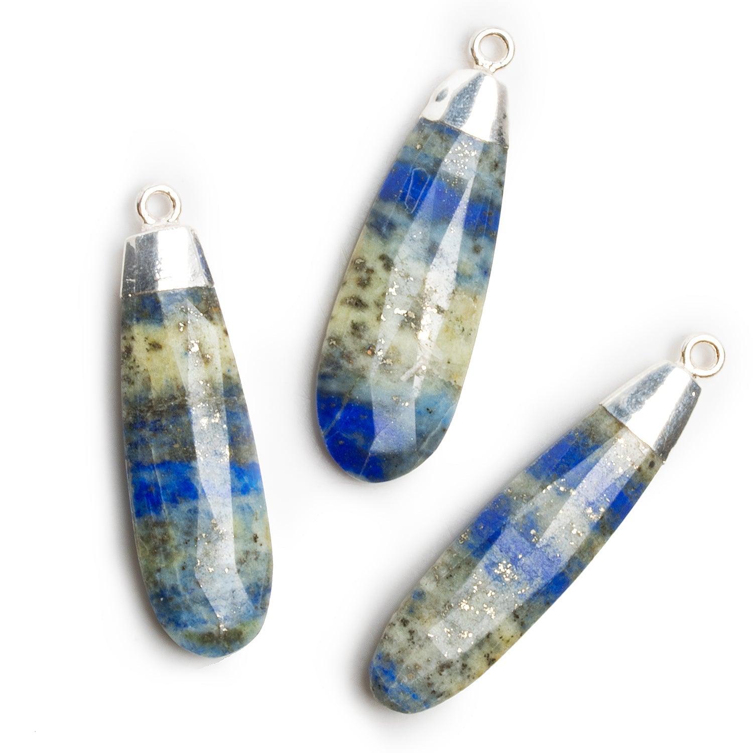 39x11mm Silver Leafed Lapis Lazui Pear Pendant 1 Bead - The Bead Traders