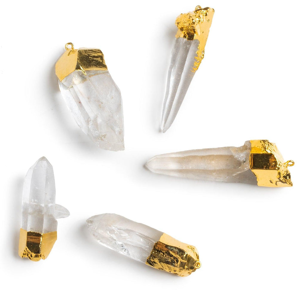 39x12mm Gold Leafed Crystal Quartz Natural Crystal Pendant - The Bead Traders