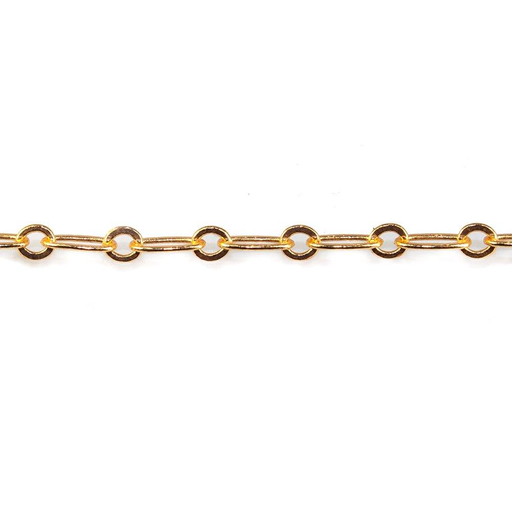 3mm 22kt Gold plated Drawn Oval & Link Chain sold by the foot - The Bead Traders