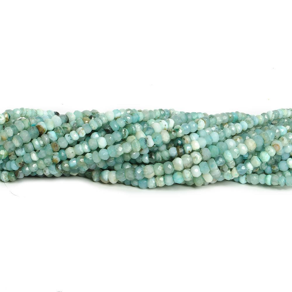 3mm-3.5mm Blue Peruvian Opal faceted rondelle beads 13 inch 91 pieces - The Bead Traders