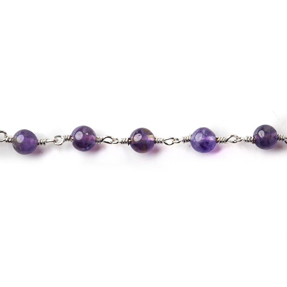 3mm-4.5mm Amethyst Plain Round Silver plated Chain by the foot 30 pieces - The Bead Traders