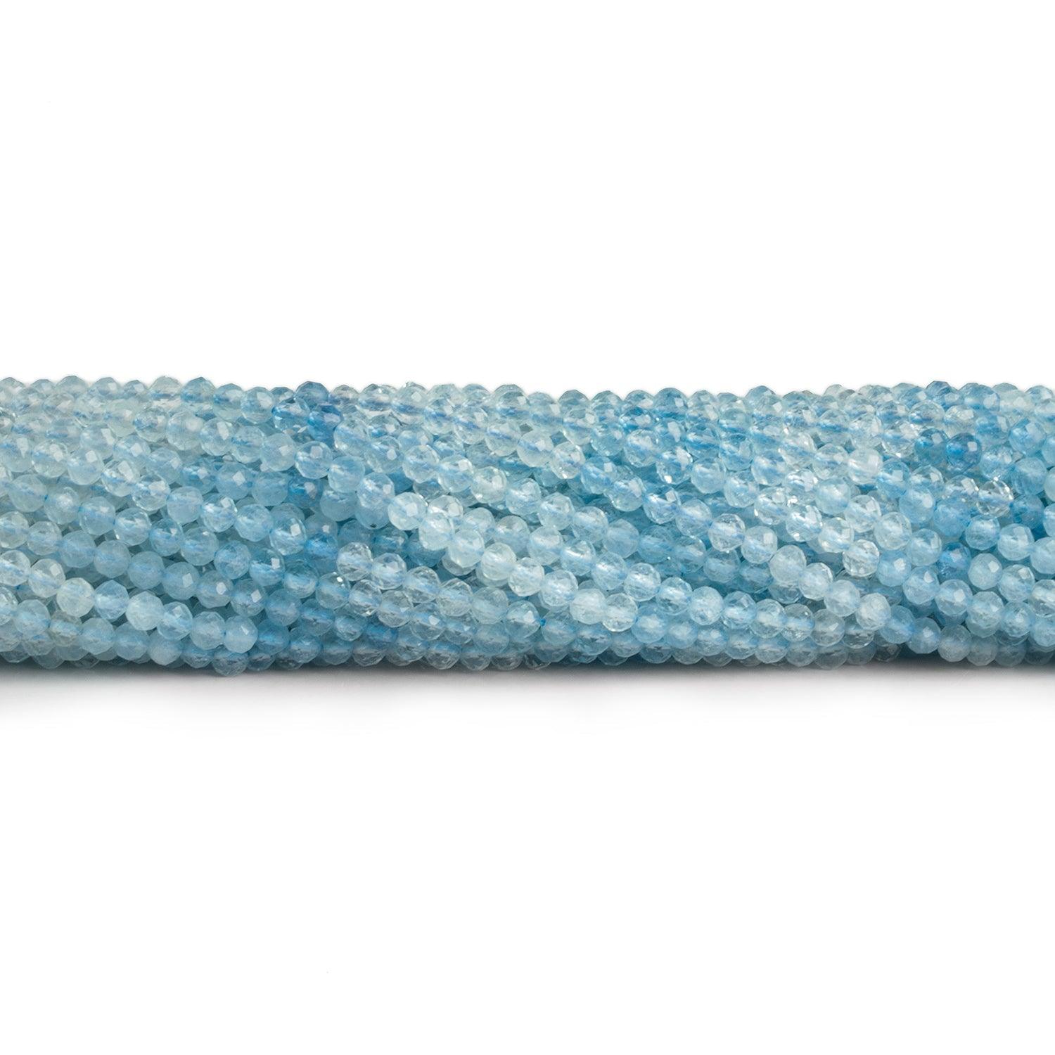 3mm Aquamarine Microfaceted Round Beads 12 inch 105 pieces - The Bead Traders