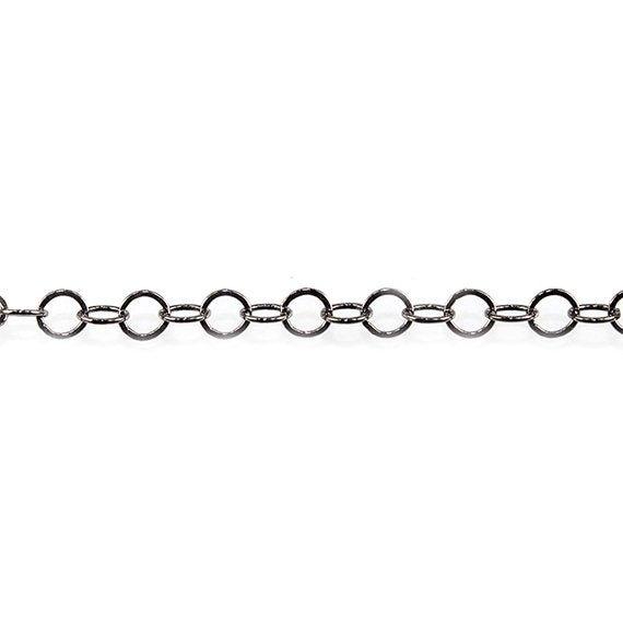 3mm Black Gold plated Flat Round Link Chain by the Foot - The Bead Traders