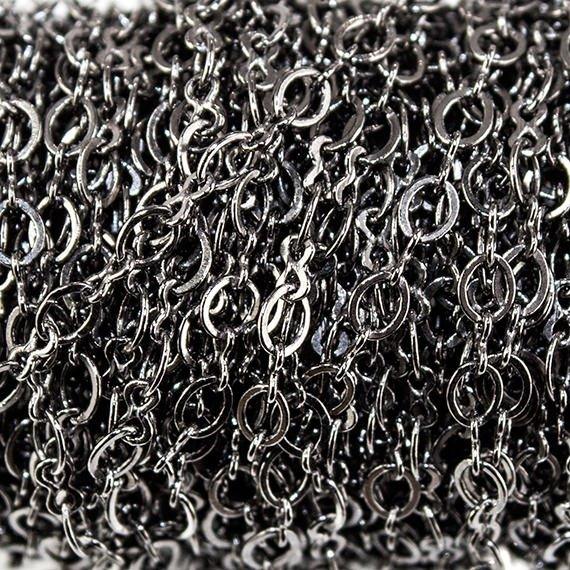 3mm Black Gold plated Oval and Bowtie Link Chain by the Foot - The Bead Traders