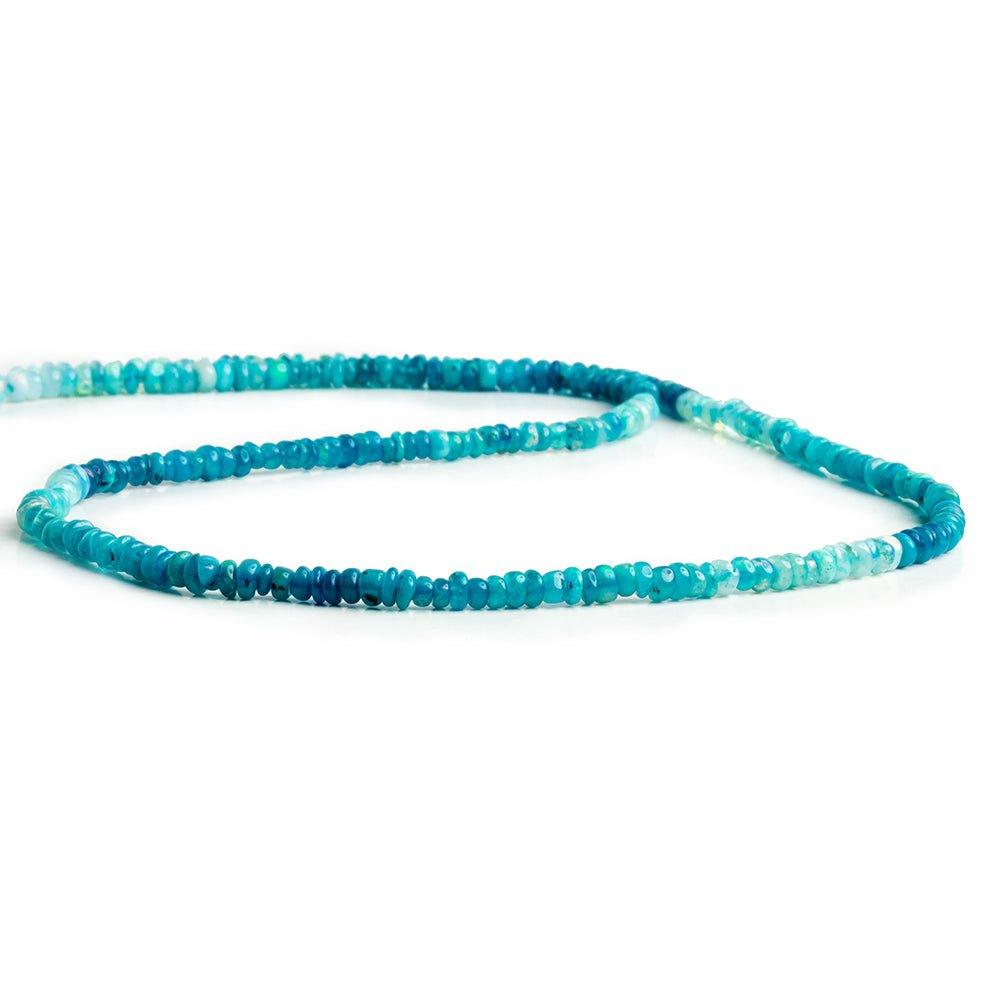 3mm Blue Ethiopian Opal Plain Rondelle Beads 17 inch 250 pieces - The Bead Traders