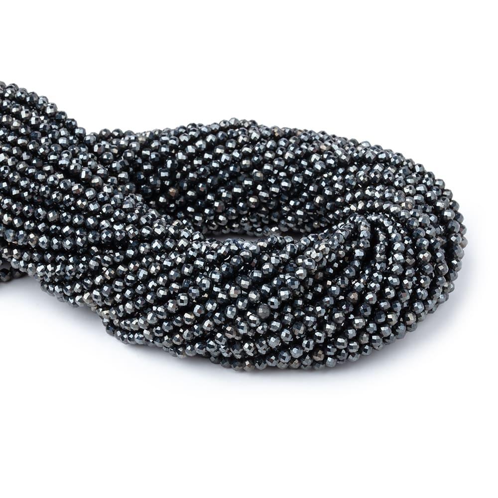 3mm Blue Grey Mystic Black Spinel microfaceted rounds 13 inch 128 beads - The Bead Traders
