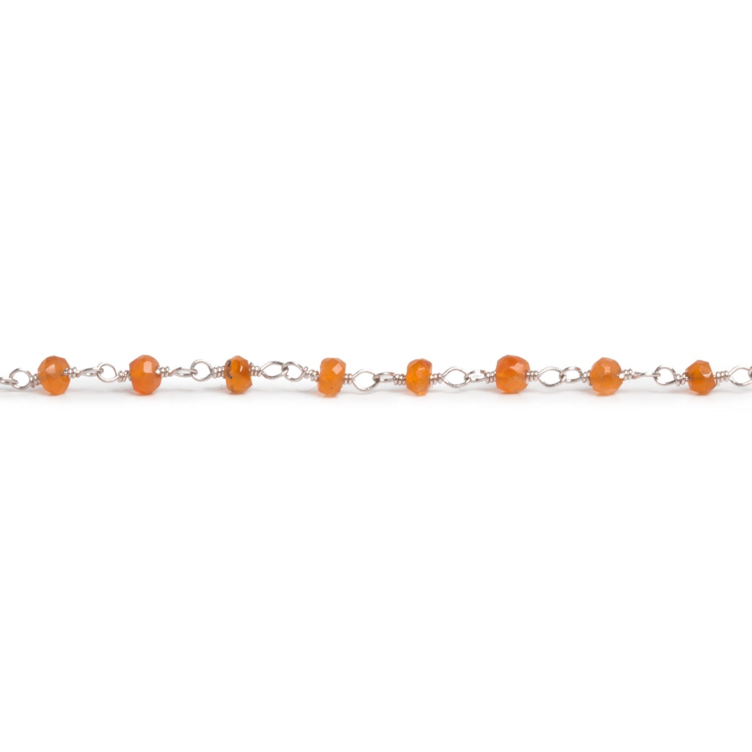 3mm Carnelian Rondelle Silver Chain 39 pieces - The Bead Traders