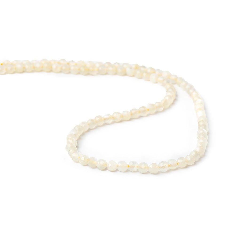 3mm Cream Moonstone microfaceted round beads 13 inch 100 pieces - The Bead Traders
