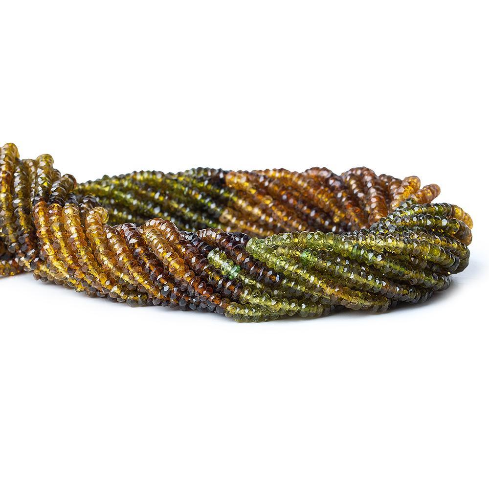 3mm Green & Brown Tourmaline Beads Faceted Rondelle 13.5 inch 215 pieces AA - The Bead Traders