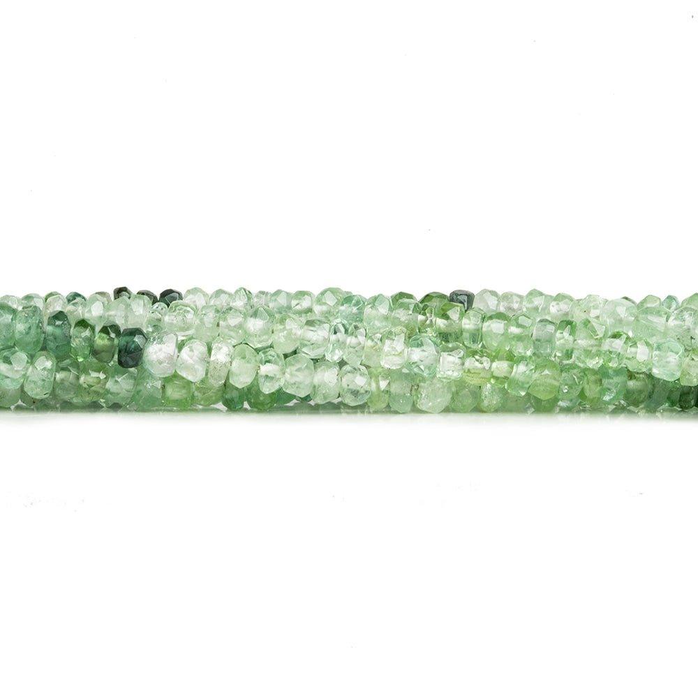 3mm Green Tourmaline Faceted Rondelle Beads 14 inch 190 pieces - The Bead Traders