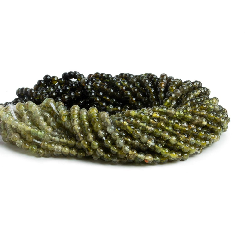 3mm Green Tourmaline Plain Rounds 14 inch 130 beads - The Bead Traders