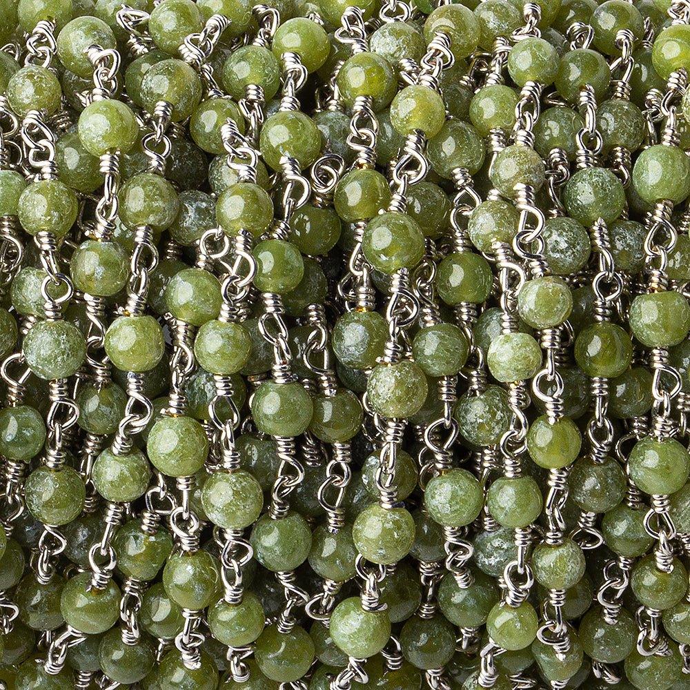 3mm Idocrase Plain Round Silver plated Chain by the foot 31 pieces - The Bead Traders