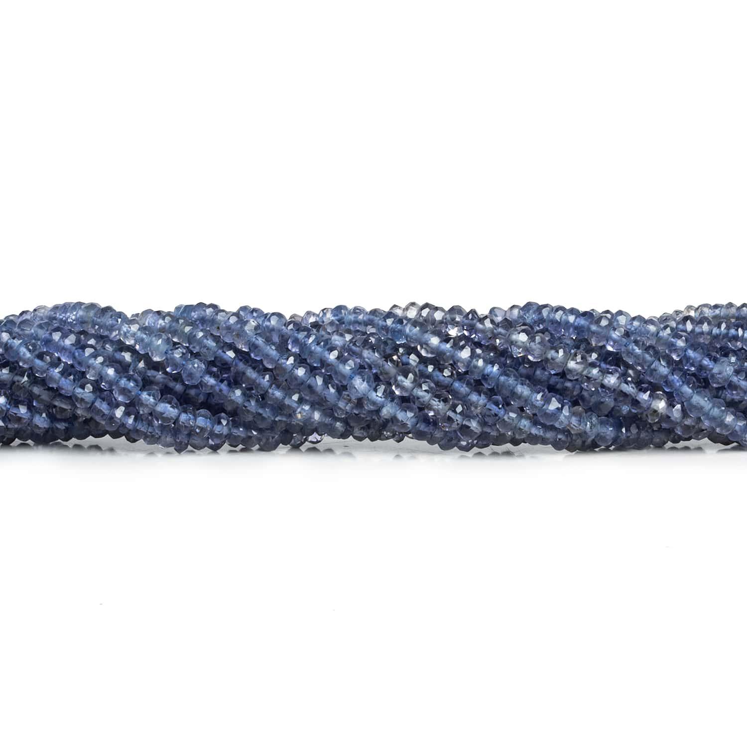 3mm Iolite Faceted Rondelles 13 inch 180 beads - The Bead Traders