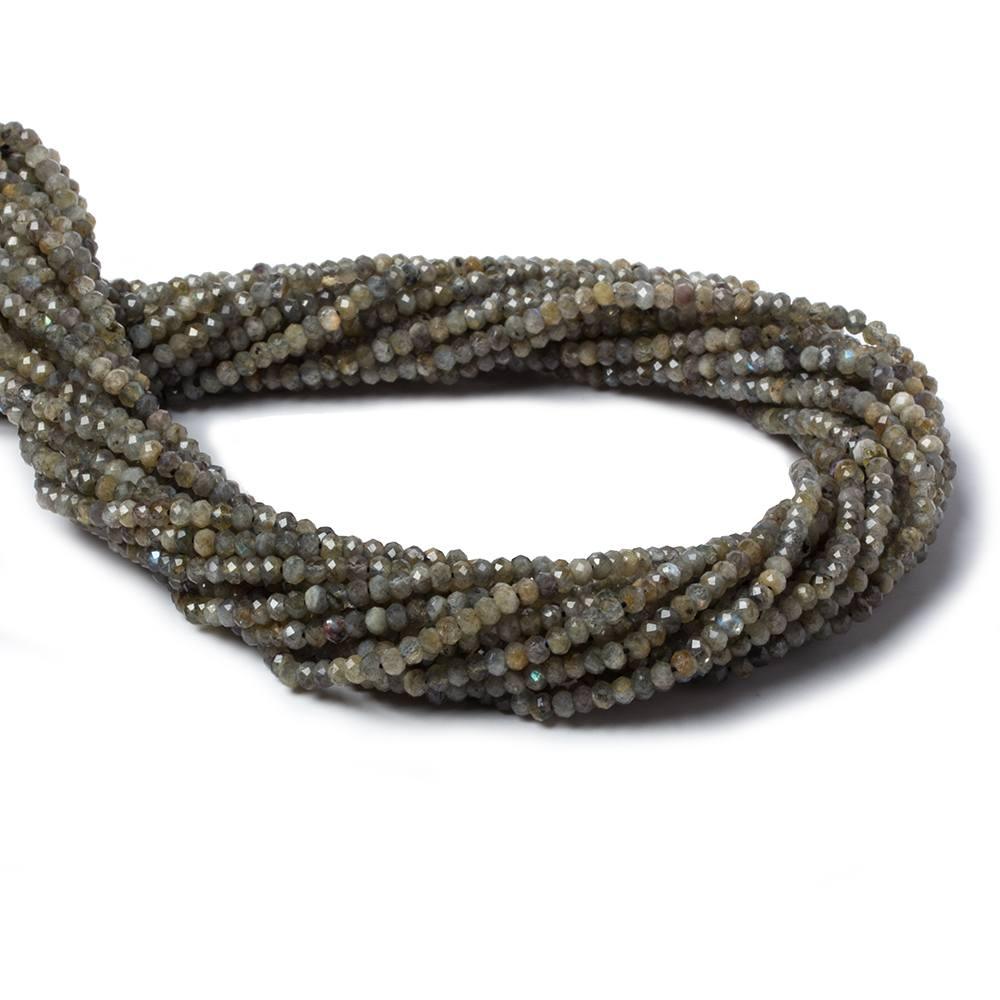 3mm Labradorite MicroFaceted rondelles 13 inch 150 beads - The Bead Traders