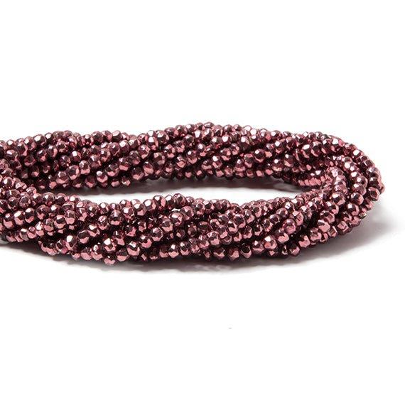 3mm Metallic Berry Purple plated Pyrite faceted rondelle Beads 135 pcs - The Bead Traders