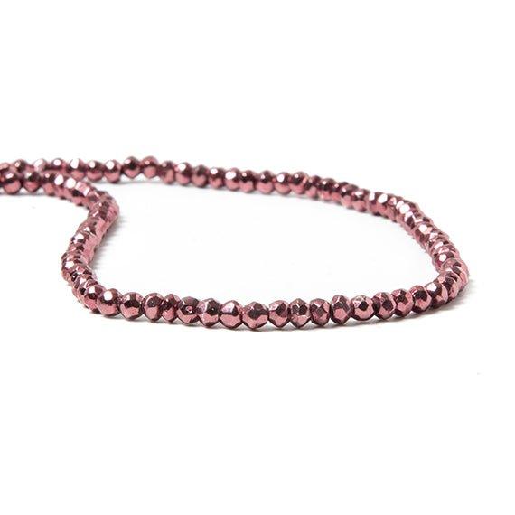 3mm Metallic Berry Purple plated Pyrite faceted rondelle Beads 135 pcs - The Bead Traders