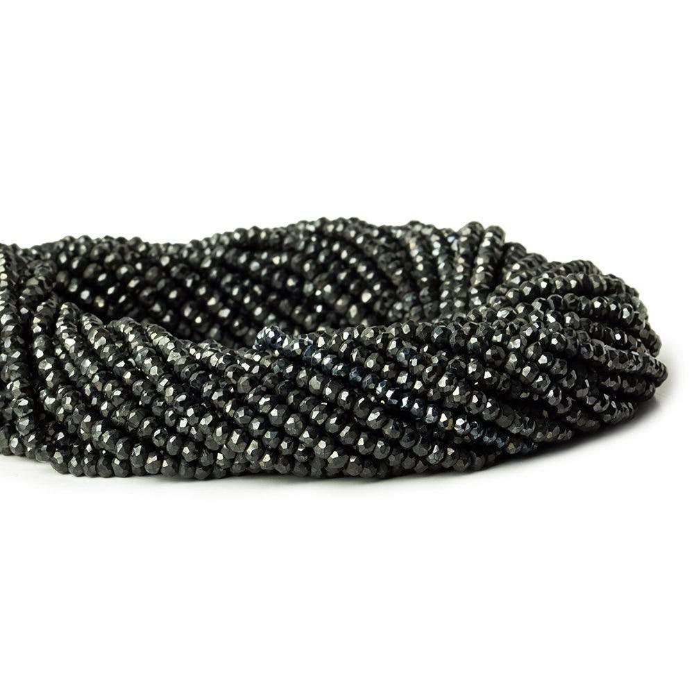 3mm Metallic Black Spinel Beads Faceted Rondelle 13 inch 150 pcs - The Bead Traders