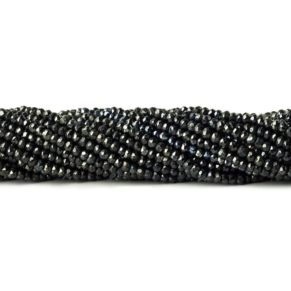 3mm Metallic Black Spinel Beads Faceted Rondelle 13 inch 150 pcs - The Bead Traders