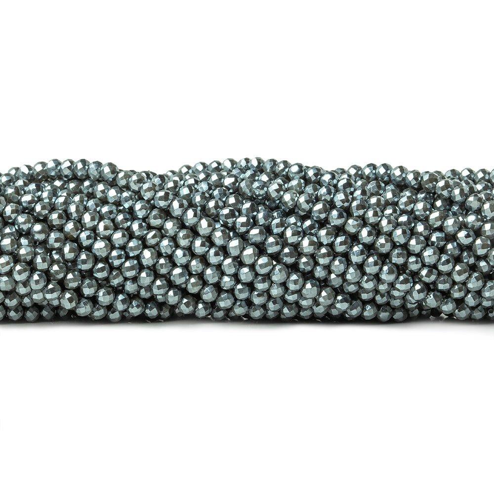 3mm Metallic Grey Shell Pearl micro faceted round beads 13 inch 133 pieces - The Bead Traders