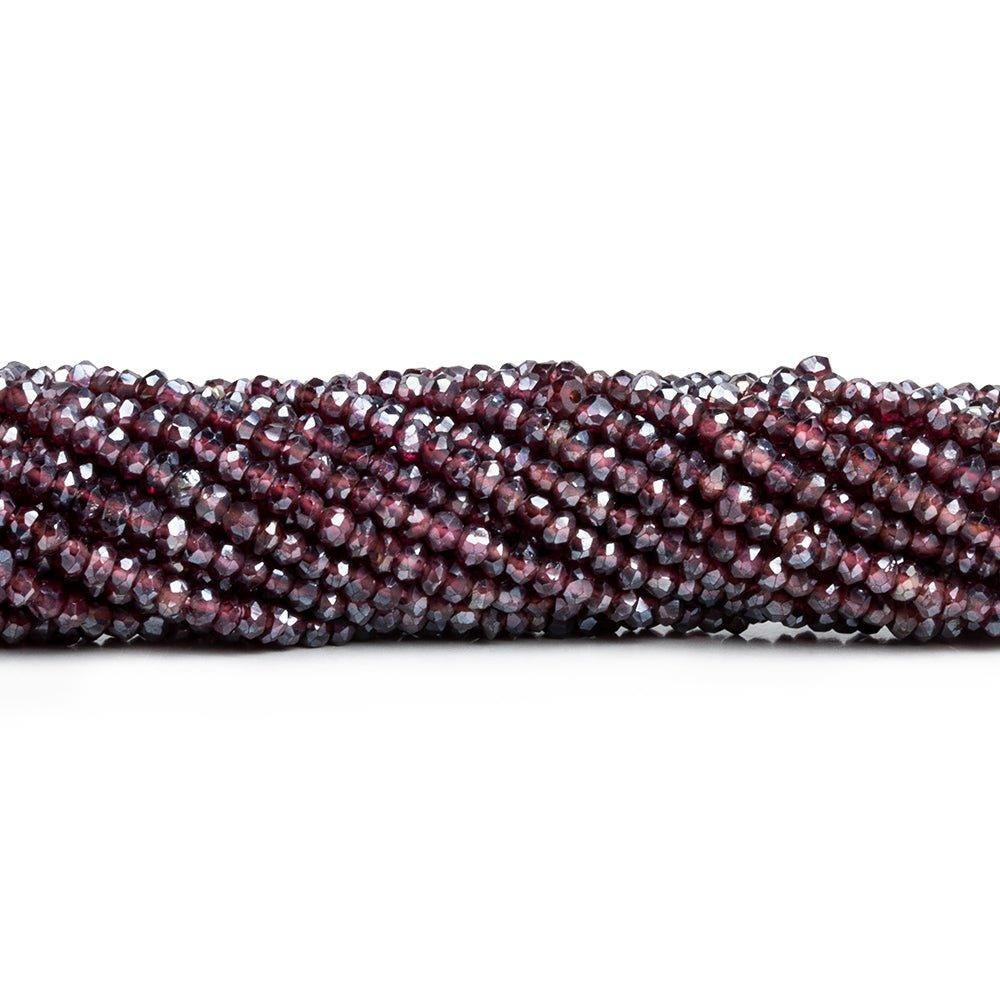 3mm Metallic Rhodolite Garnet Faceted Rondelles 13 inch 140 beads - The Bead Traders