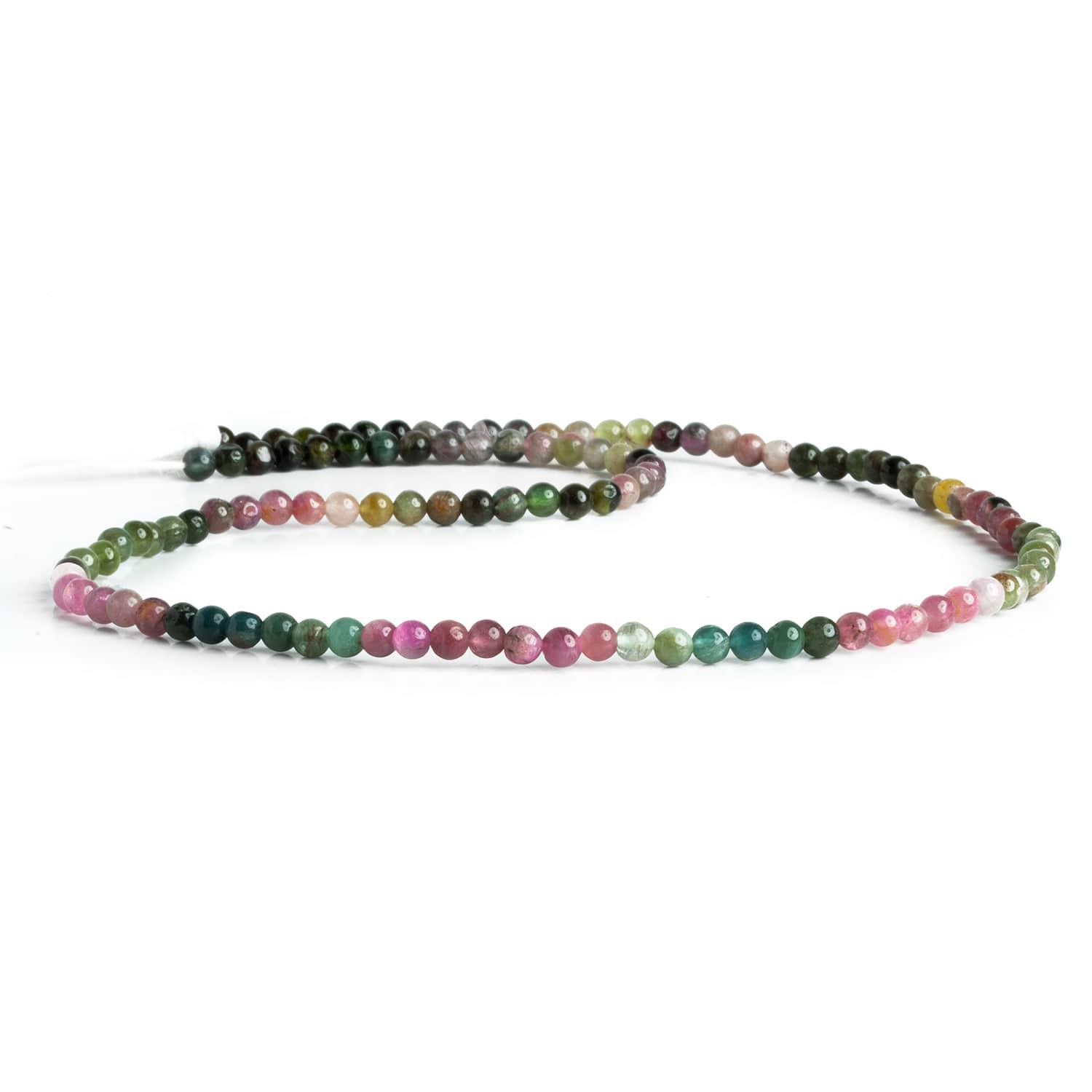 3mm Multi Color Tourmaline Plain Rounds 14 inch 110 beads - The Bead Traders
