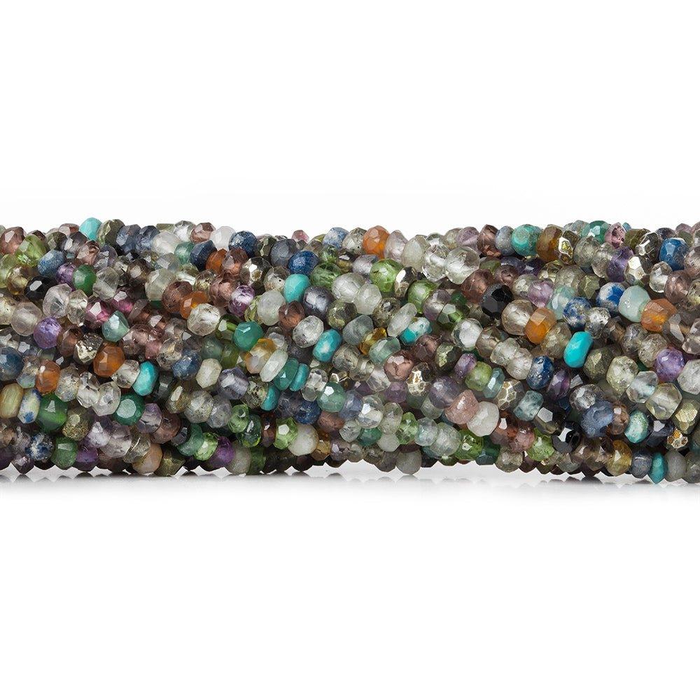 3mm Multi Gemstone faceted rondelle beads 12.5 inch 170 pcs - The Bead Traders