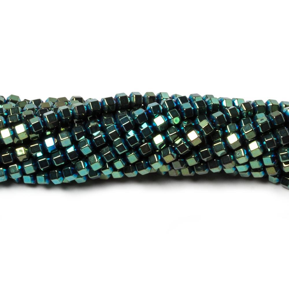 3mm Mystic Hematite rounded corner cube Beads 15.5 inch 180 pieces - The Bead Traders