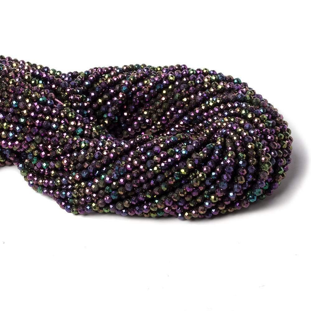 3mm Mystic Purple Peacock Spinel micro-faceted round beads 13.5 inch 135 pcs - The Bead Traders