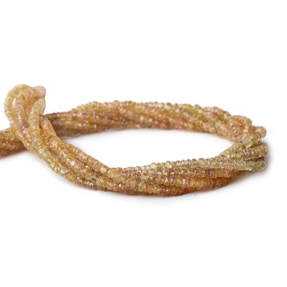 3mm Orangy Yellow Sapphire faceted rondelles 16 inch 225 pieces - The Bead Traders
