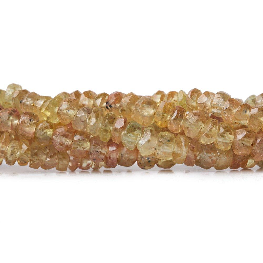 3mm Orangy Yellow Sapphire faceted rondelles 16 inch 225 pieces - The Bead Traders