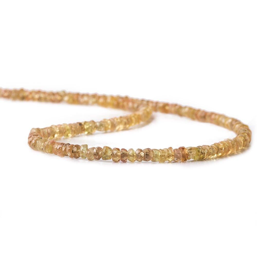 3mm Orangy Yellow Sapphire faceted rondelles 16 inch 225 pieces - The Bead Traders