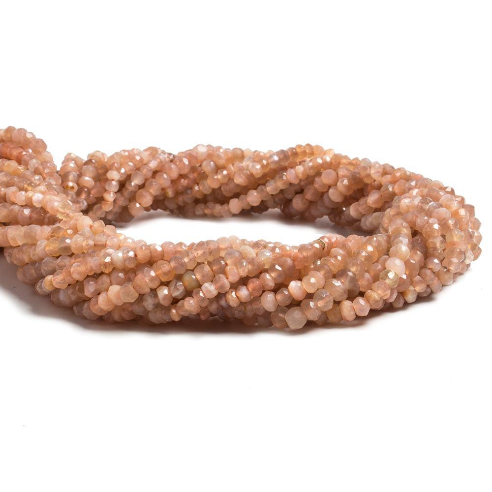 3mm Peach Moonstone faceted rondelle beads 13 inch 145 pieces - The Bead Traders