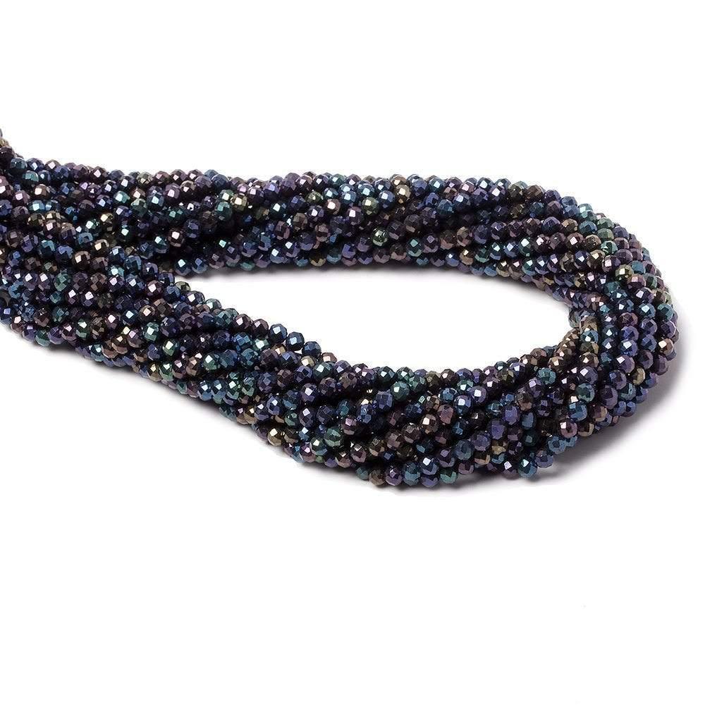 3mm Peacock Metallic Black Spinel Micro faceted rounds 13 inch 128 beads - The Bead Traders