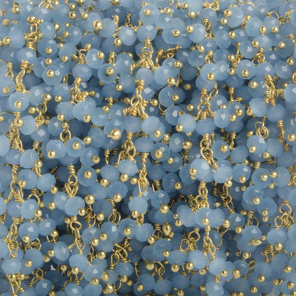 3mm Periwinkle Crystal rondelle Gold Dangling Chain by the foot 97 beads - The Bead Traders
