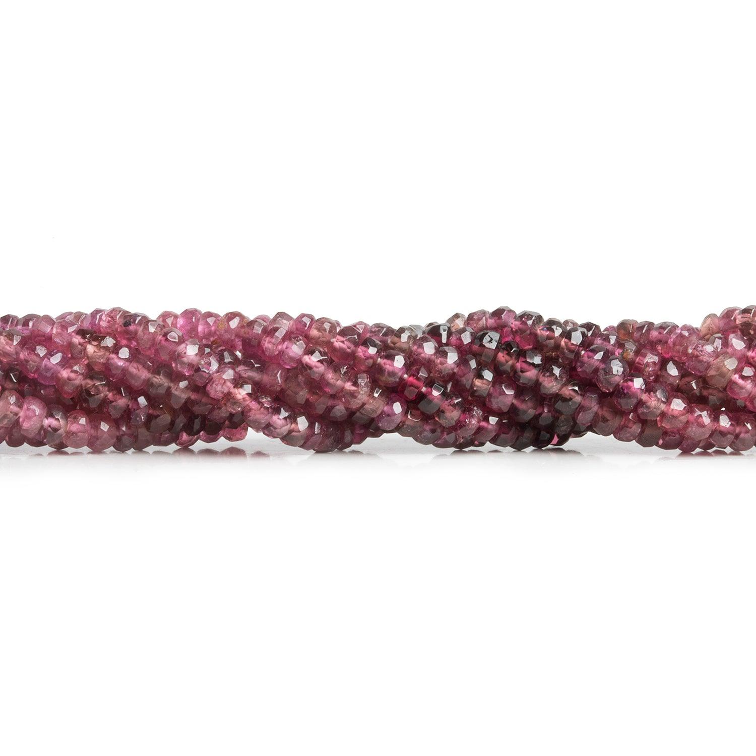 3mm Pink Tourmaline Faceted Rondelles 14 inch 200 beads - The Bead Traders