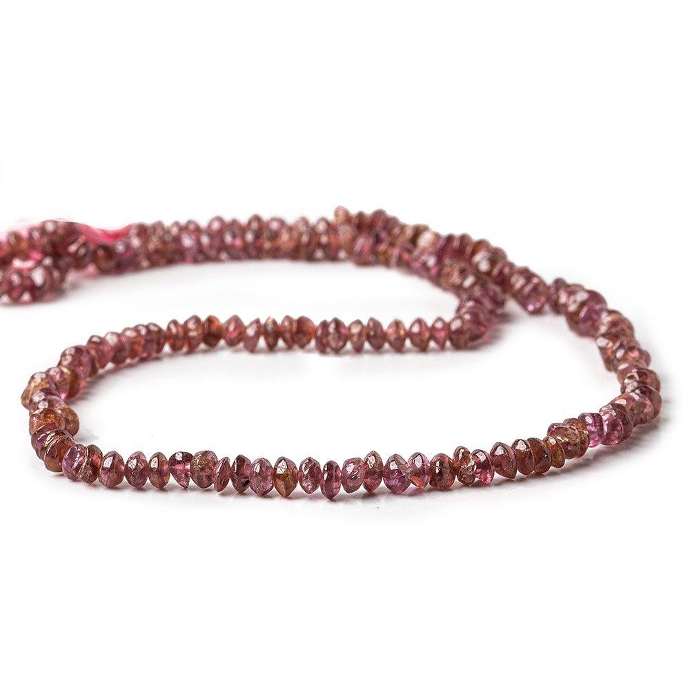 3mm Pink Tourmaline irregular plain rondelle Beads 14 inch 128 pieces - The Bead Traders