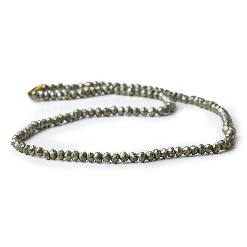 3mm Pyrite Faceted Rondelle Beads, 12.5 inch 129 pieces - The Bead Traders