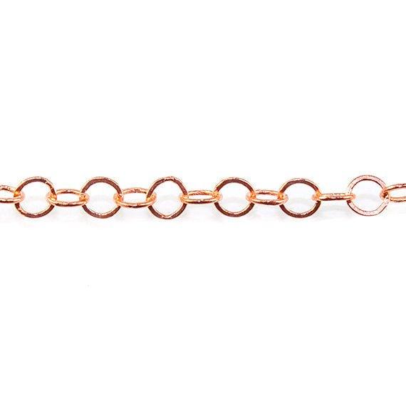 3mm Rose Gold plated Flat Round Link Chain by the Foot - The Bead Traders