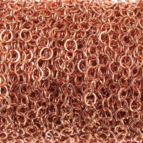 3mm Rose Gold plated Flat Round Link Chain by the Foot - The Bead Traders