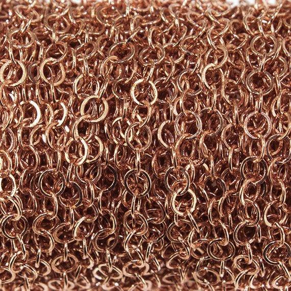 3mm Rose Gold plated Flat Round Link Chain sold by the foot - The Bead Traders