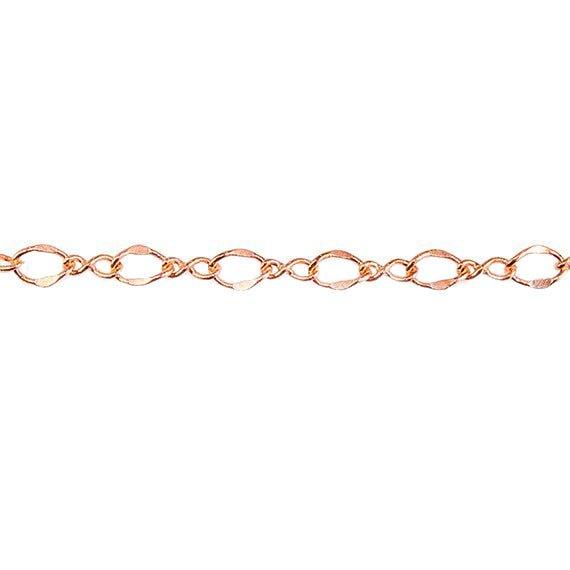 3mm Rose Gold plated Oval and Twist Link Chain sold by the foot - The Bead Traders
