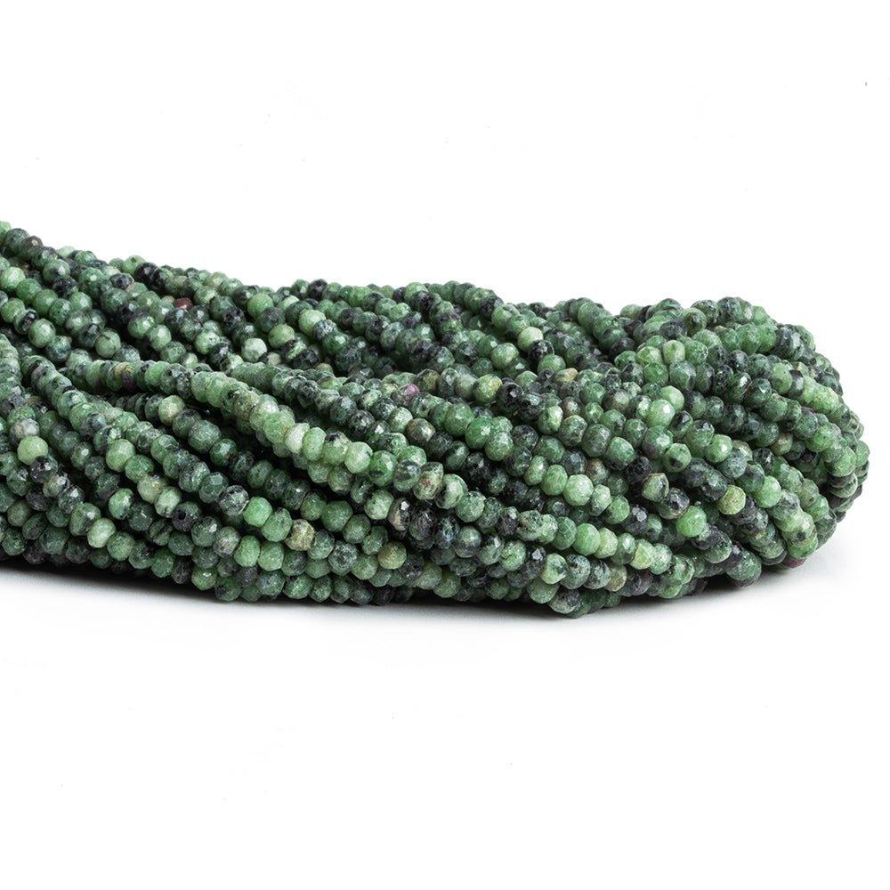 3mm Ruby in Zoisite Faceted Rondelle Beads 13 inch 120 pieces - The Bead Traders