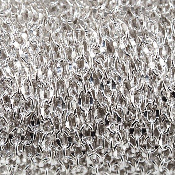 3mm Silver plated Divot Oval Link Chain by the Foot - The Bead Traders