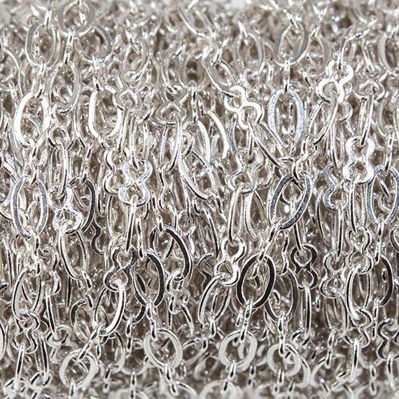 3mm Silver plated Roval and Bowtie Link Chain by the Foot - The Bead Traders