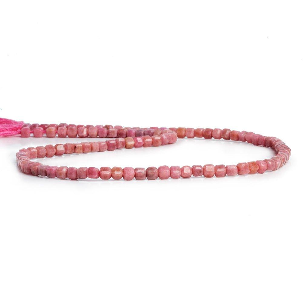3mm Thulite Microfaceted Cubes 12 inch 100 pieces - The Bead Traders